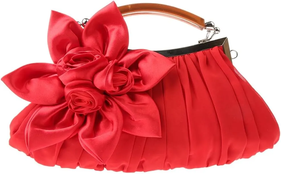 Women's Fashion Flower Evening Handbags Bride and Bridesmaid Wedding Clutches Prom Cocktail Party Handbags