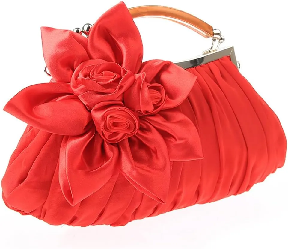 Women's Fashion Flower Evening Handbags Bride and Bridesmaid Wedding Clutches Prom Cocktail Party Handbags