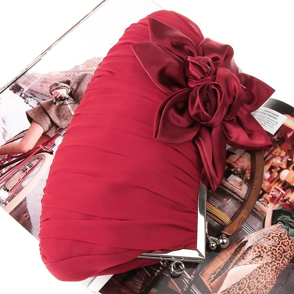 Women's Fashion Flower Evening Handbags Bride and Bridesmaid Wedding Clutches Prom Cocktail Party Handbags