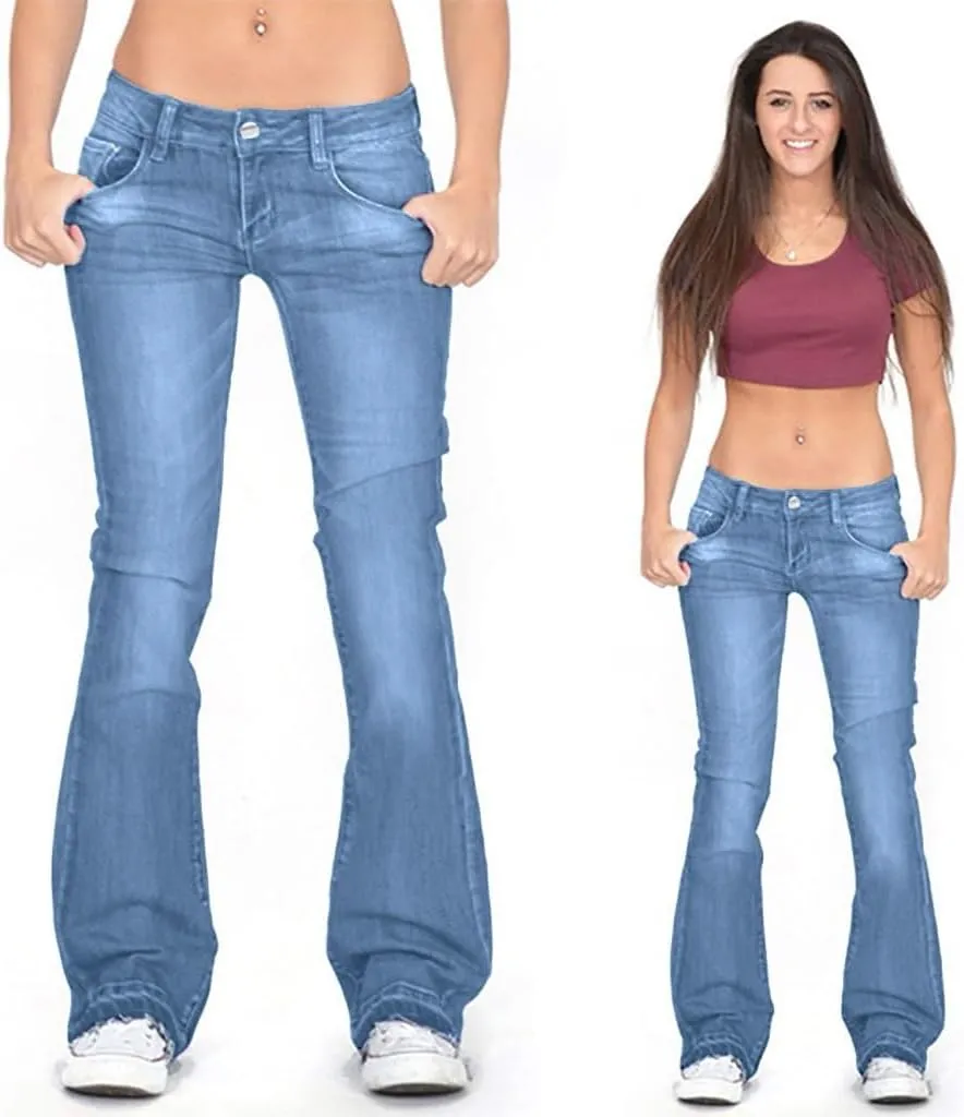 Womens High Waisted Jeans Waisted Trousers Jeans Lace Poket Denim Women's Jeans Straight Leg Loose Stretchy Straight
