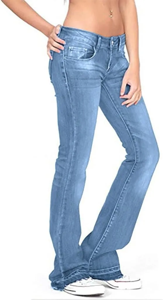 Womens High Waisted Jeans Waisted Trousers Jeans Lace Poket Denim Women's Jeans Straight Leg Loose Stretchy Straight