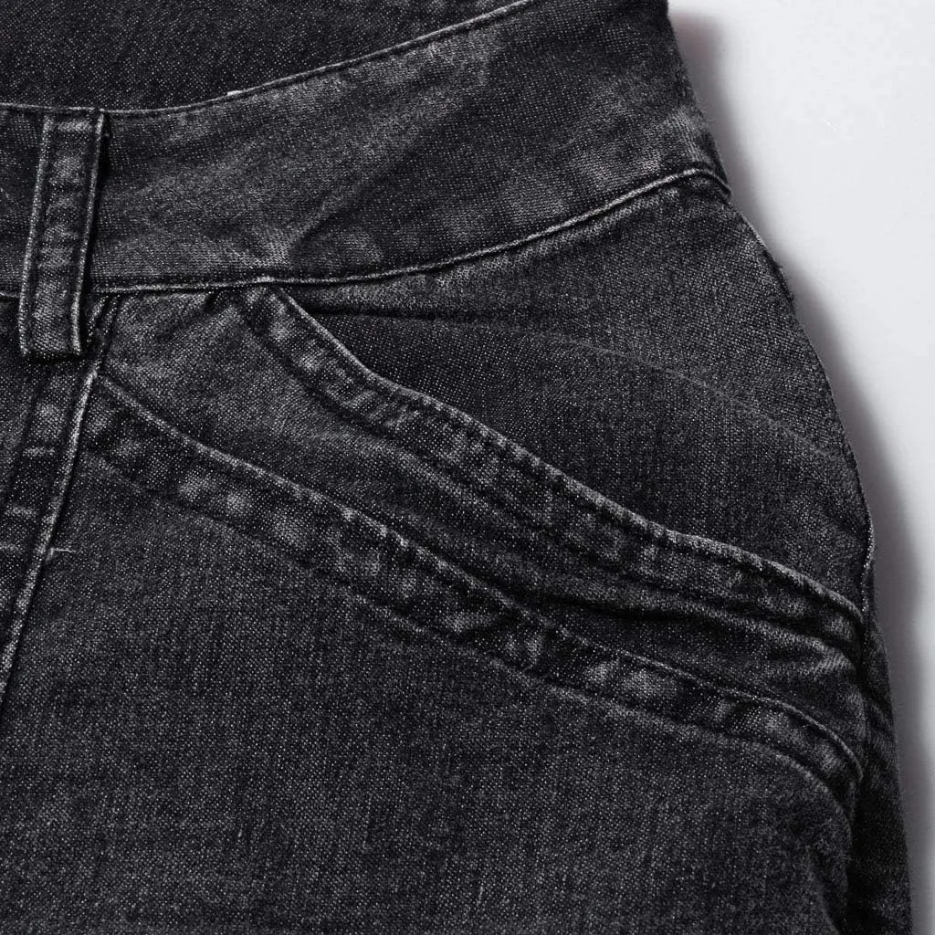 Womens Jeans Up Mid Pants Waisted Trousers Jeans Lace Poket Denim Women's Jeans Jeans for Women Trendy Black Pants