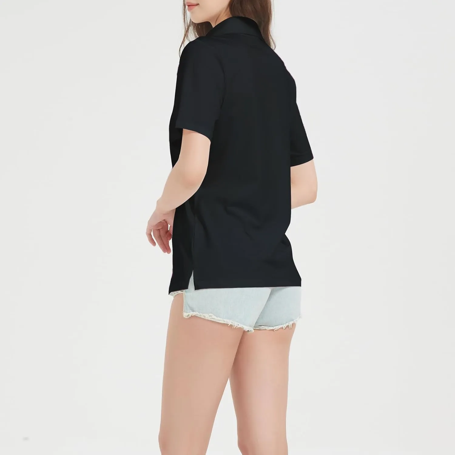 Women's Polo Shirts V Neck Short Sleeve Casual Slim Fit Summer Tee Blouses, Quick Dry Golf Shirt for Women