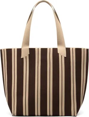 Women's Tote Bag - Striped Canvas Shoulder Bag, Reusable Multipurpose Beach Tote for Travel Grocery Shopping Work