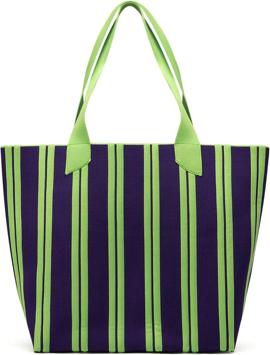 Women's Tote Bag - Striped Canvas Shoulder Bag, Reusable Multipurpose Beach Tote for Travel Grocery Shopping Work