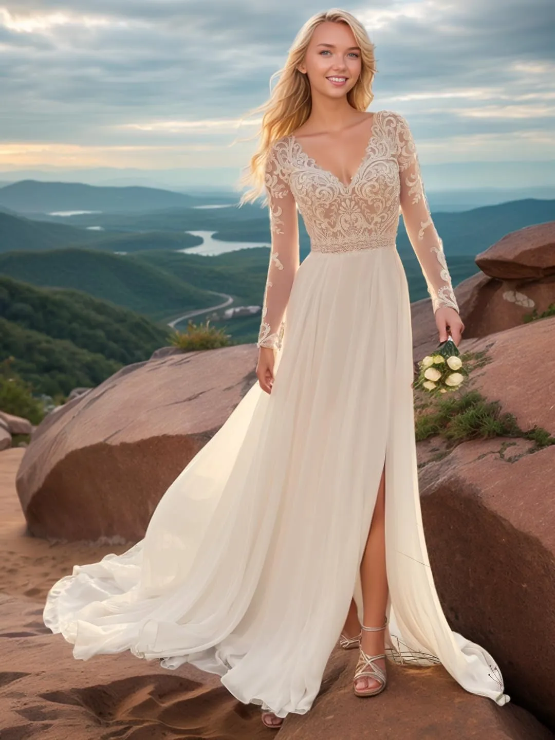 Women's V Neck Lace Wedding Dresses for Bride 2025 Lace Appliques A Line Beach Wedding Gown