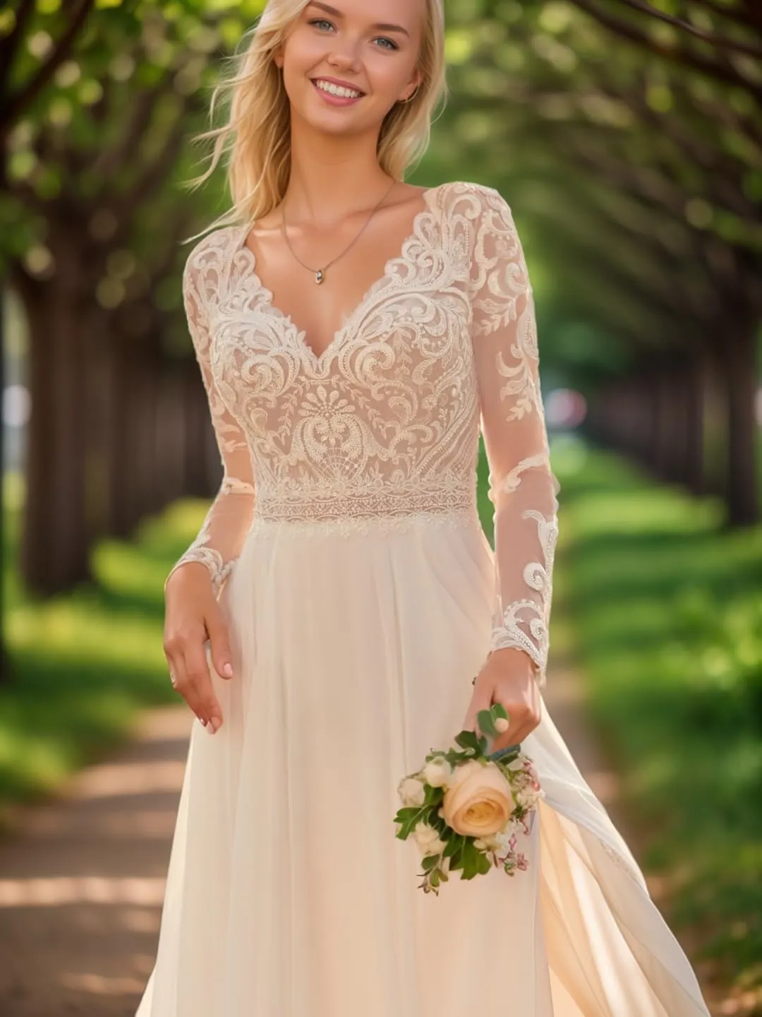 Women's V Neck Lace Wedding Dresses for Bride 2025 Lace Appliques A Line Beach Wedding Gown