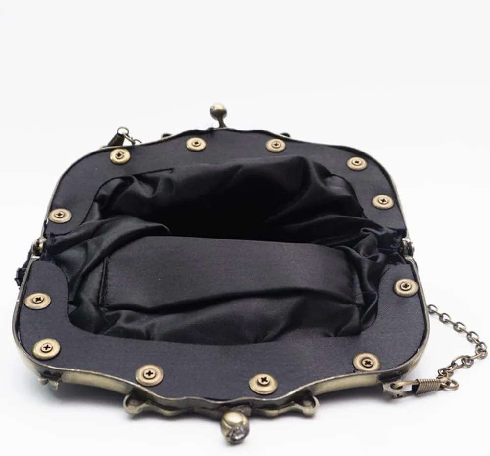 Women's Vintage Beaded Sequin Flower Evening Handbags Wedding Clutches Prom Cocktail Party Handbags