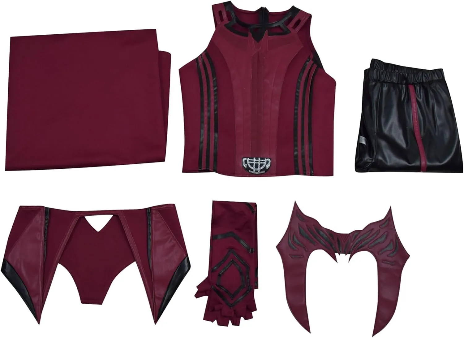 Womens Wanda Maximoff Cosplay Scarlet Witch Costume Red Uniform with Cloak Battle Suit Wanda Halloween Dress Up