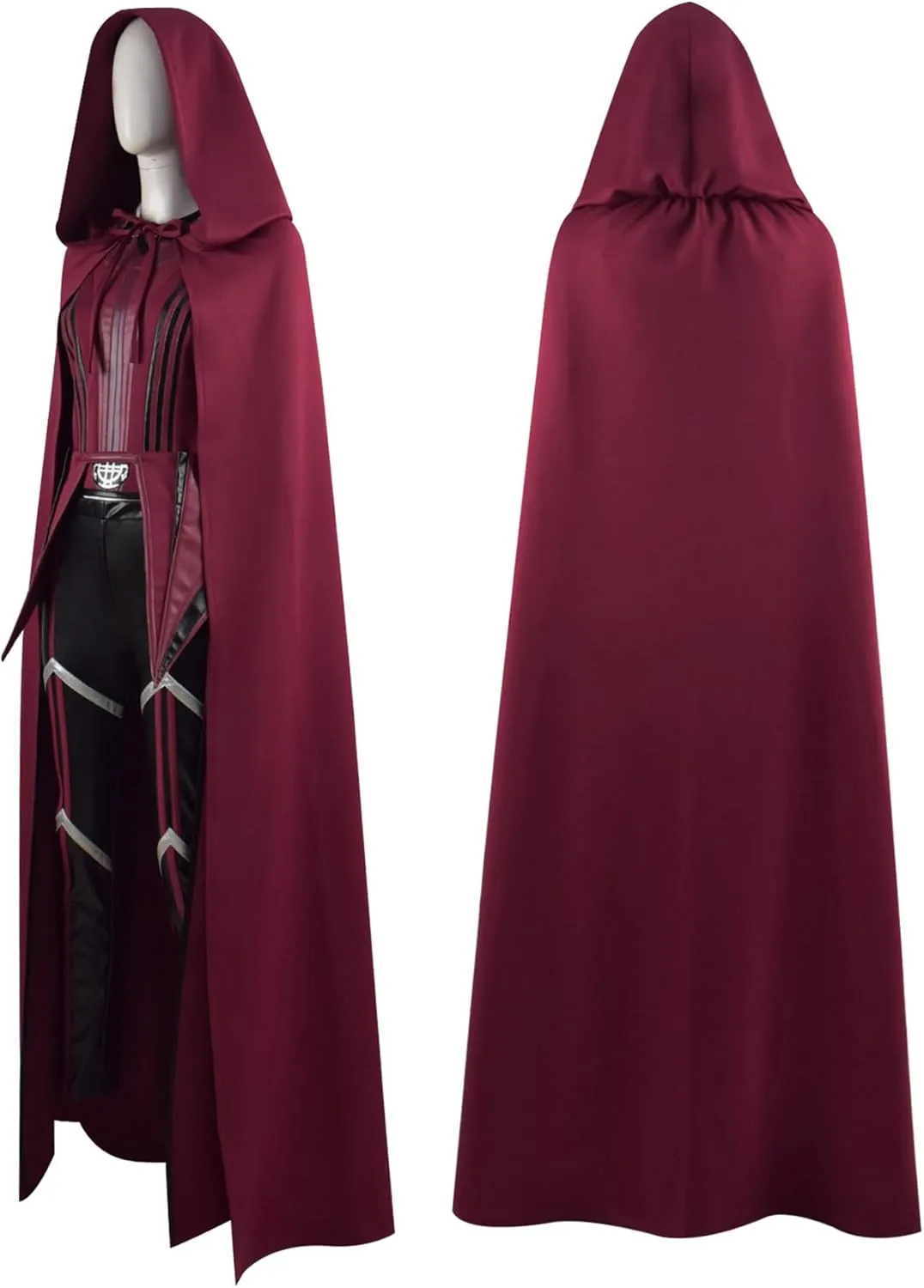 Womens Wanda Maximoff Cosplay Scarlet Witch Costume Red Uniform with Cloak Battle Suit Wanda Halloween Dress Up
