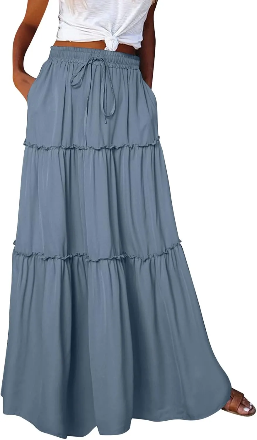 Wood Ear Edge Layered Half Skirt European and American High Waist Elastic Ruffle Edge Skirt Summer Clothing