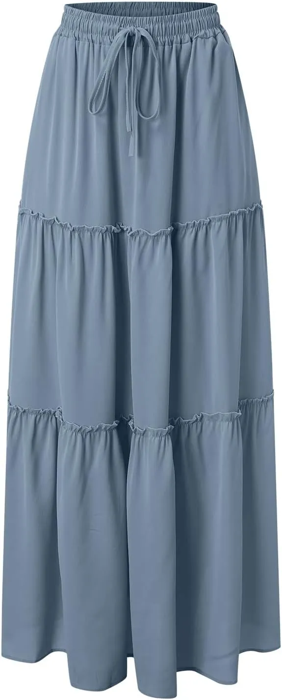 Wood Ear Edge Layered Half Skirt European and American High Waist Elastic Ruffle Edge Skirt Summer Clothing