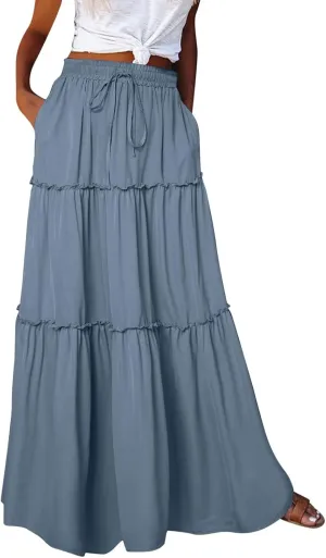 Wood Ear Edge Layered Half Skirt European and American High Waist Elastic Ruffle Edge Skirt Summer Clothing