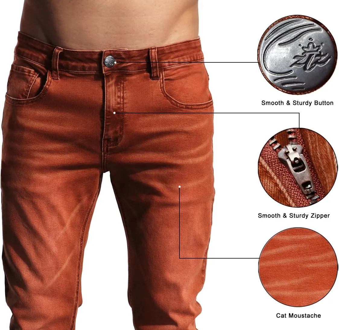 ZLZ Jeans Pants Slim Fit, Younger-Looking Fashionable Colorful Comfy Stretch Jeans Pants for Men, Skinny Jeans Stretch Fit 