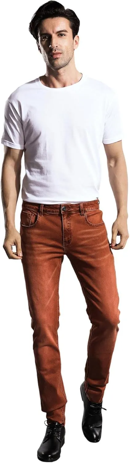 ZLZ Jeans Pants Slim Fit, Younger-Looking Fashionable Colorful Comfy Stretch Jeans Pants for Men, Skinny Jeans Stretch Fit 