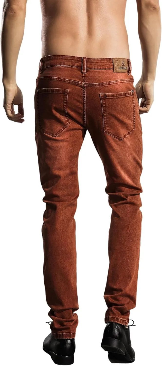 ZLZ Jeans Pants Slim Fit, Younger-Looking Fashionable Colorful Comfy Stretch Jeans Pants for Men, Skinny Jeans Stretch Fit 